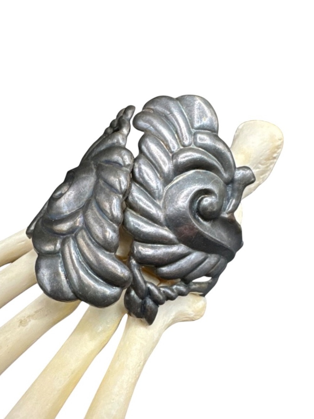 Vintage Sterling Silver Taxco Chunky Modernist Swirl Cloud Clamper Bracelet 6.5” - Picture 4 of 8